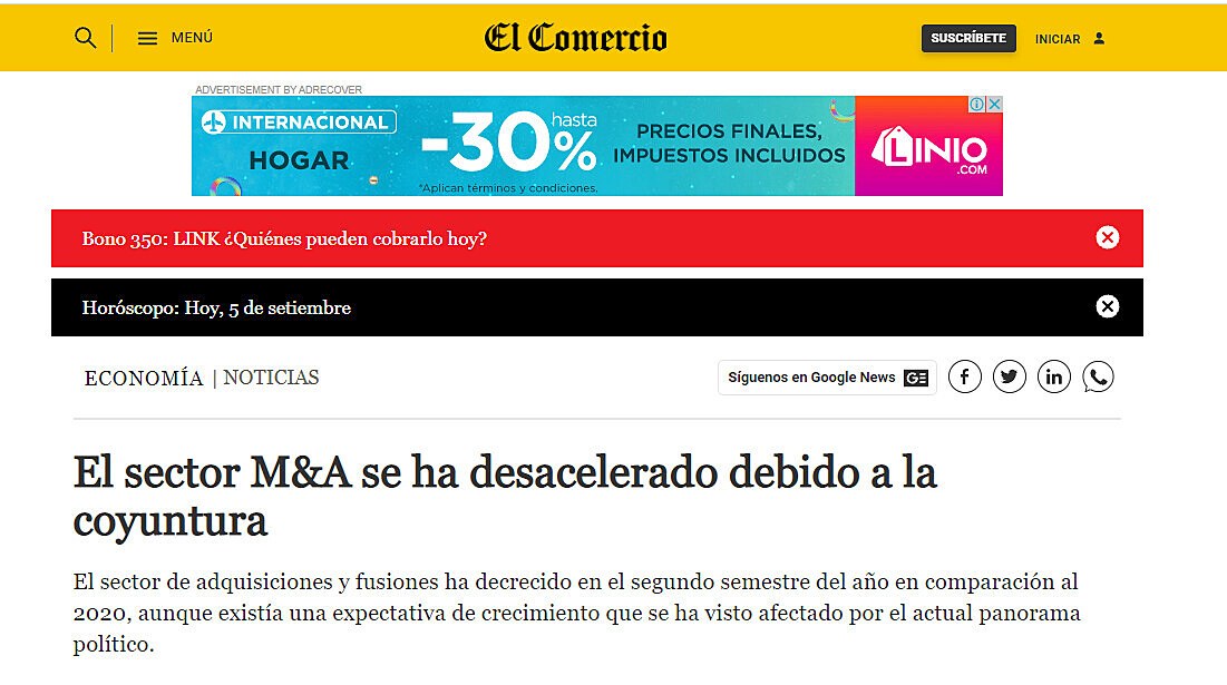 El sector M&A se ha desacelerado debido a la coyuntura